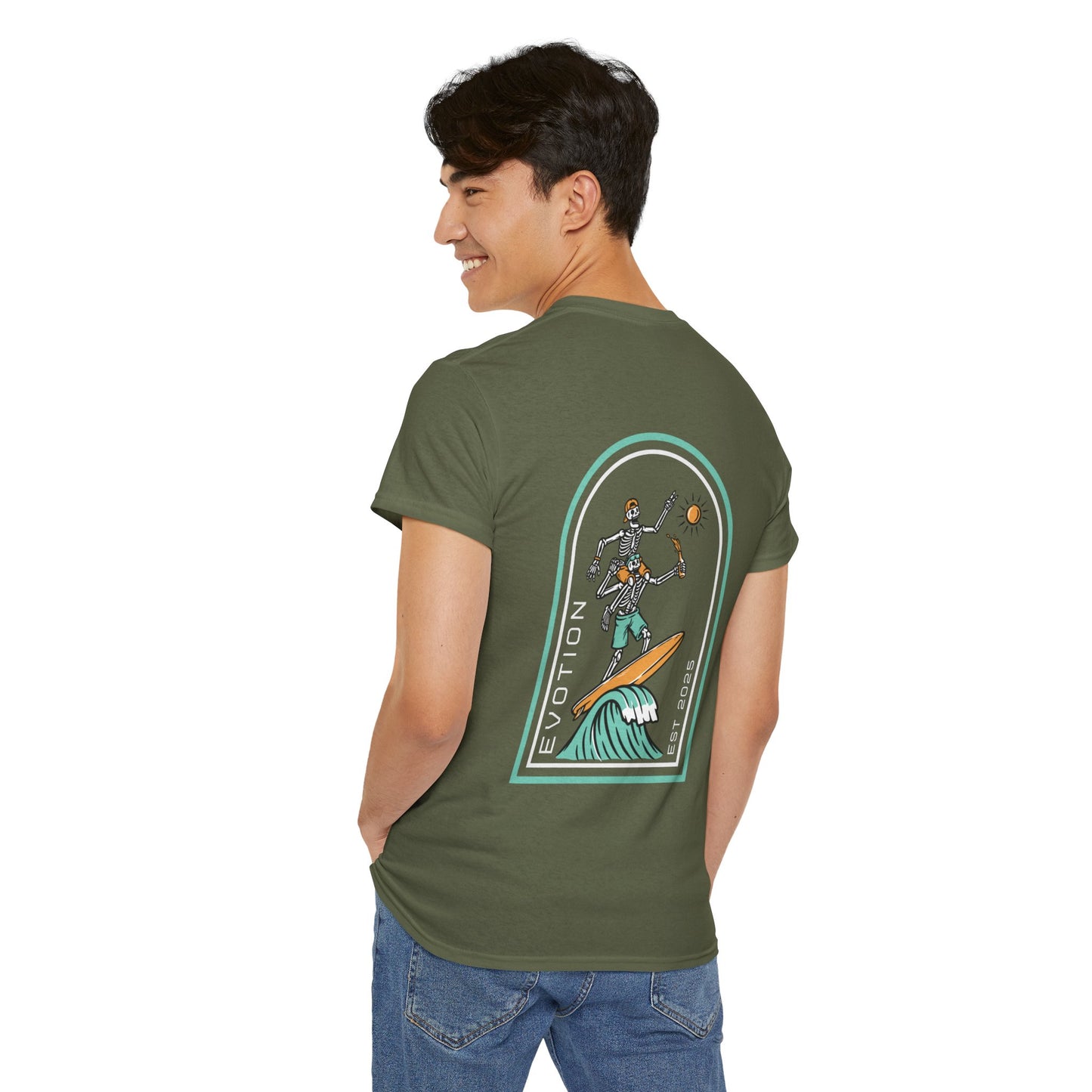 Evotion Surf Skeleton Tee – Unisex Skate, Surf & Streetwear T-Shirt