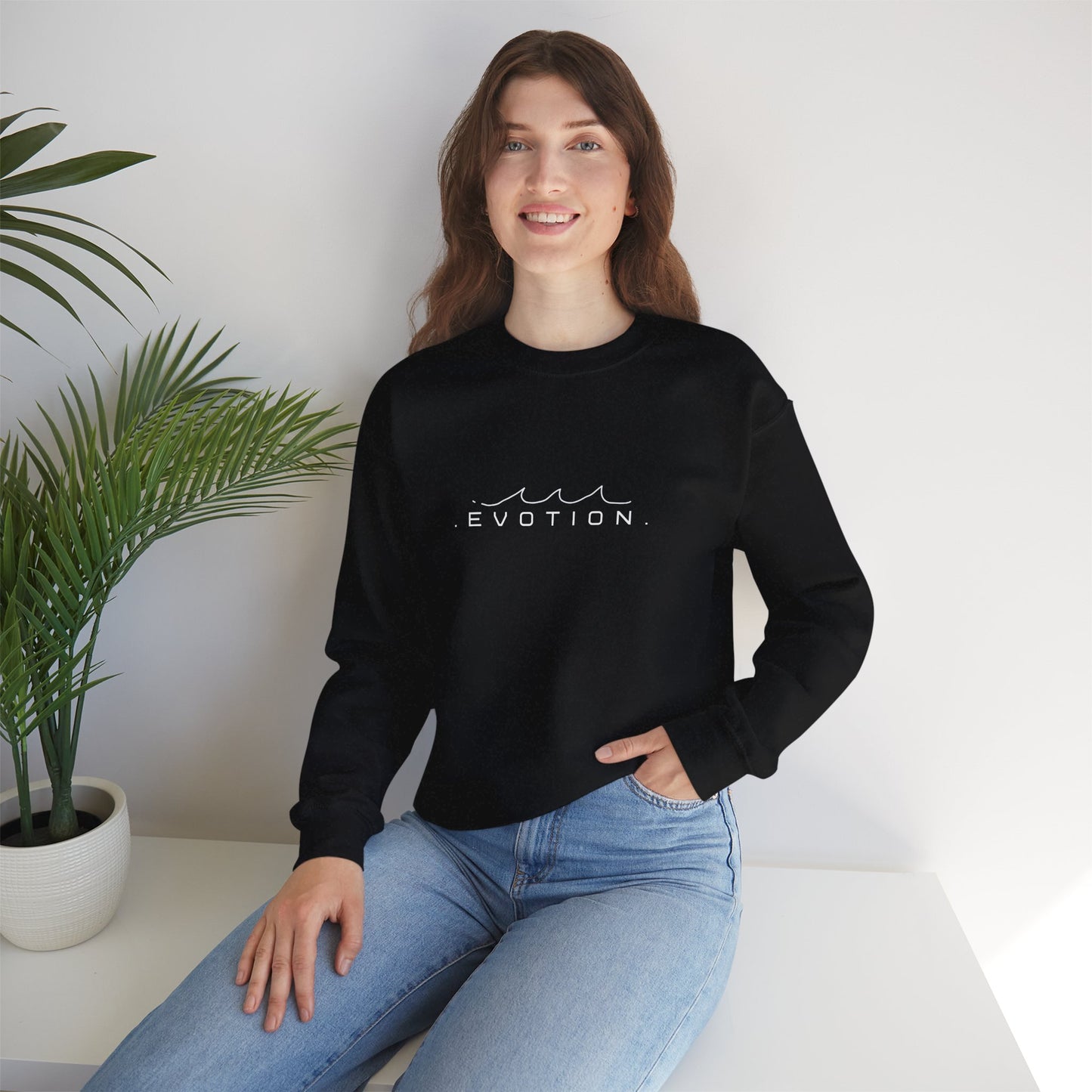 Evotion Wave Inspired Crewneck Sweatshirt – Minimal Streetwear for Skate & Surf Life
