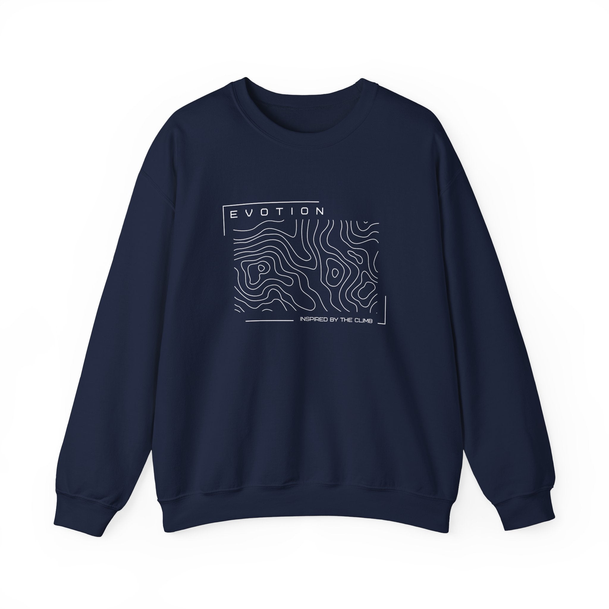 Evotion Contour Map Inspired Crewneck Sweatshirt – Minimal Streetwear for Skate & Surf Life
