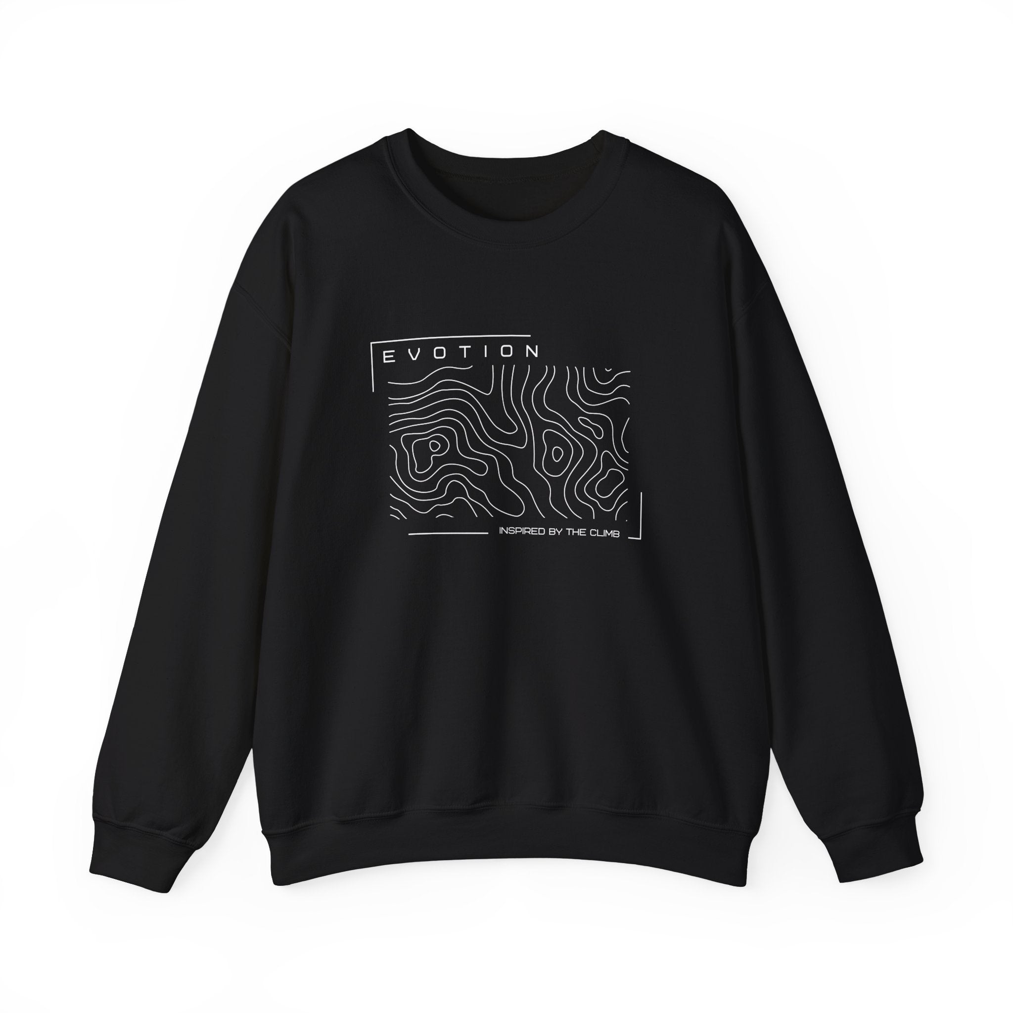 Evotion Contour Map Inspired Crewneck Sweatshirt – Minimal Streetwear for Skate & Surf Life