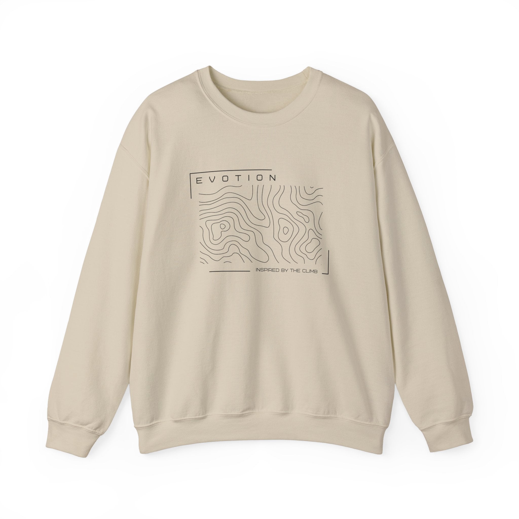 Evotion Contour Map Inspired Crewneck Sweatshirt – Minimal Streetwear for Skate & Surf Life
