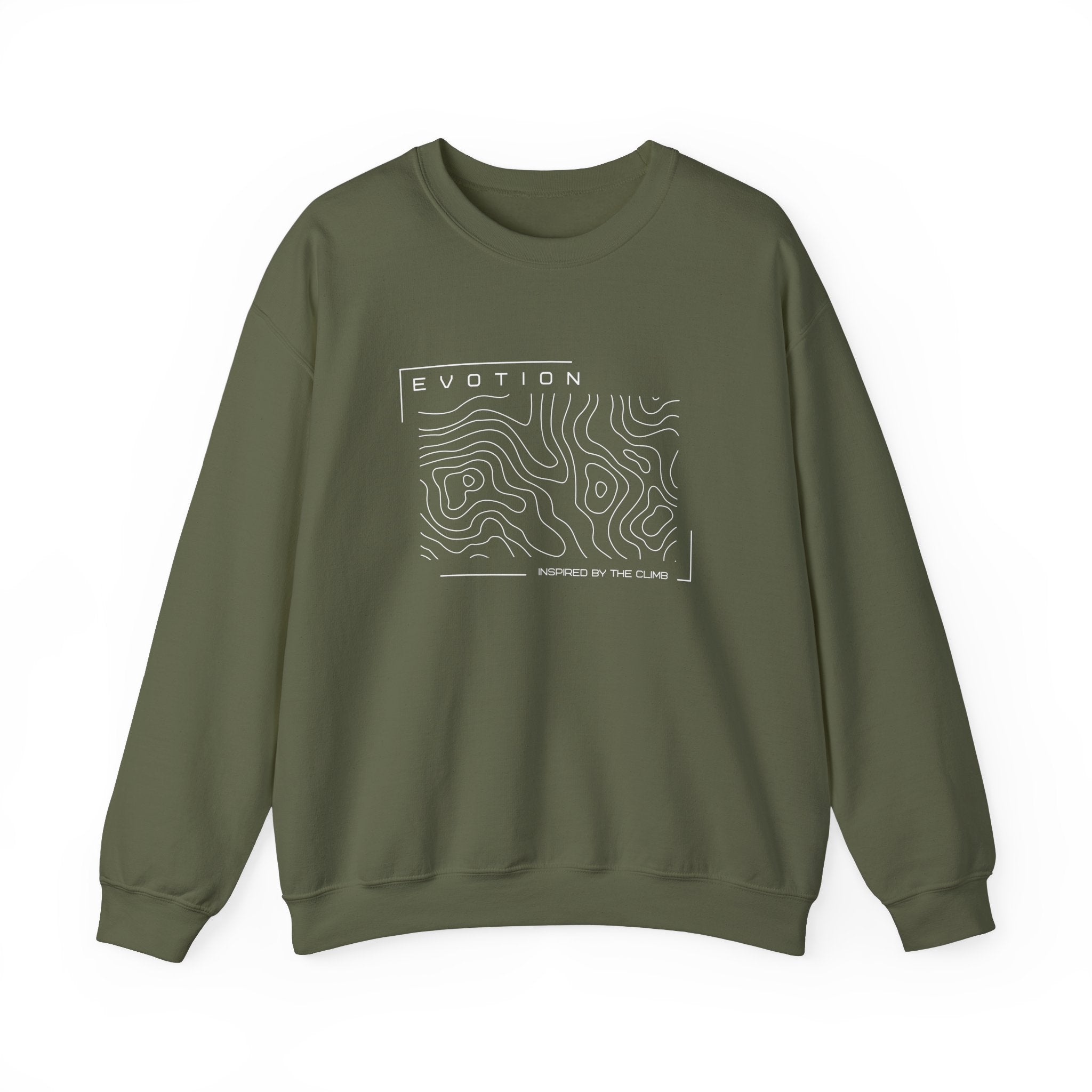 Evotion Contour Map Inspired Crewneck Sweatshirt – Minimal Streetwear for Skate & Surf Life